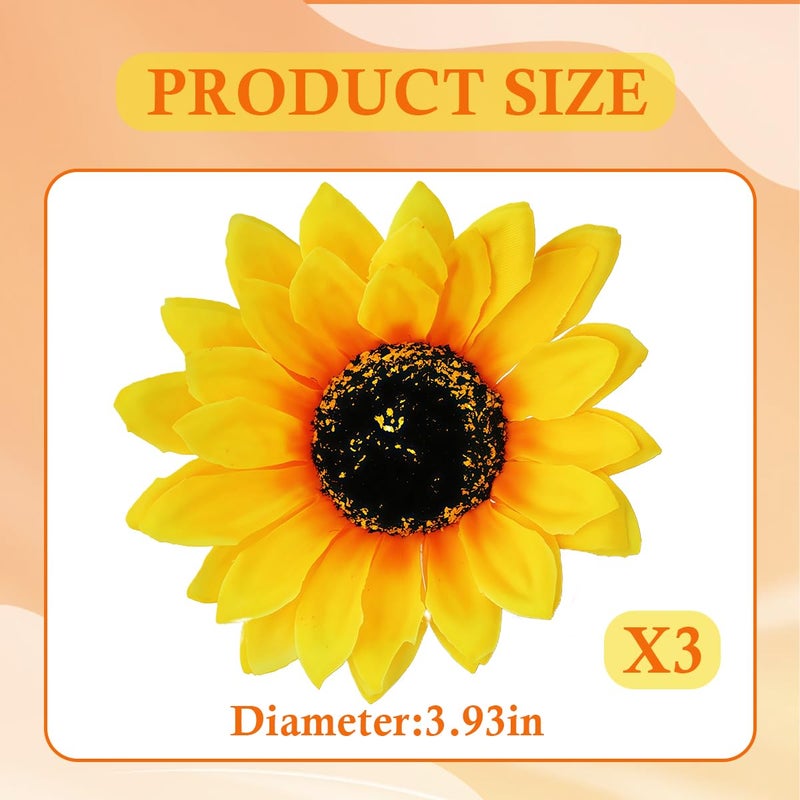 SYBL 3PCS Women Girls Simulation Yellow Floral Fall Sunflower Hair Clips Alligator Clips Hairpin Hair Clamp Barrettes Headwear Hair Hair Styling Accessories for Party Beach Vacation Wedding Bridal - Image 2